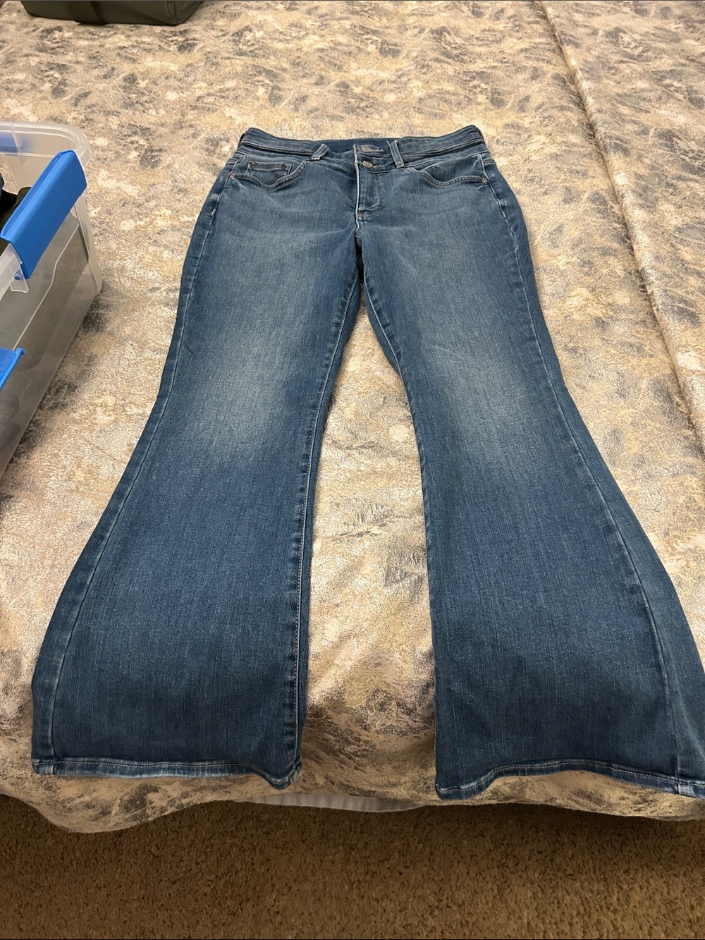 NYDJ Medium Blue Flare Jeans with Subtle Fade